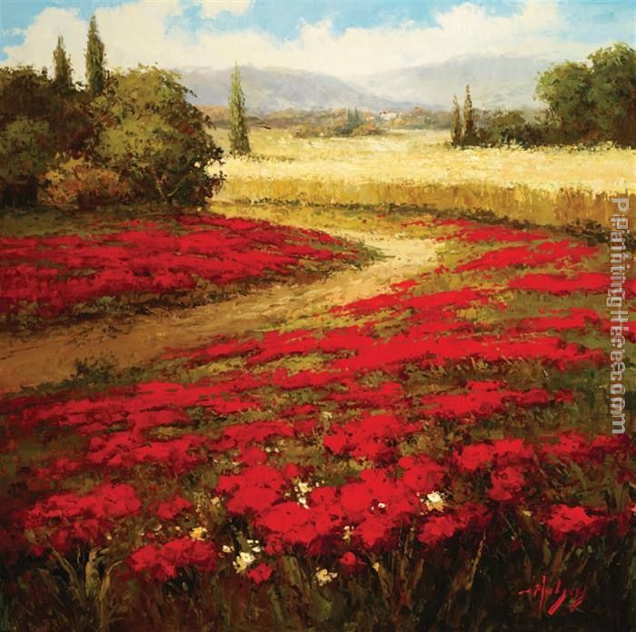 Red Poppy Trail painting - Hulsey Red Poppy Trail art painting